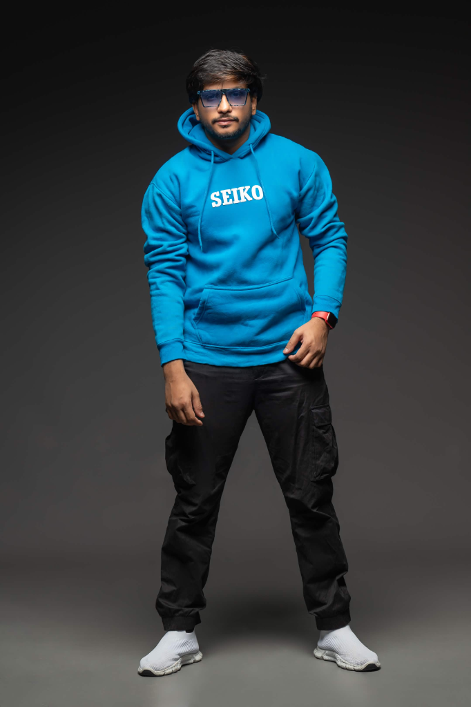 Hyper King Blue SEIKO Hoodie with Sunglasses