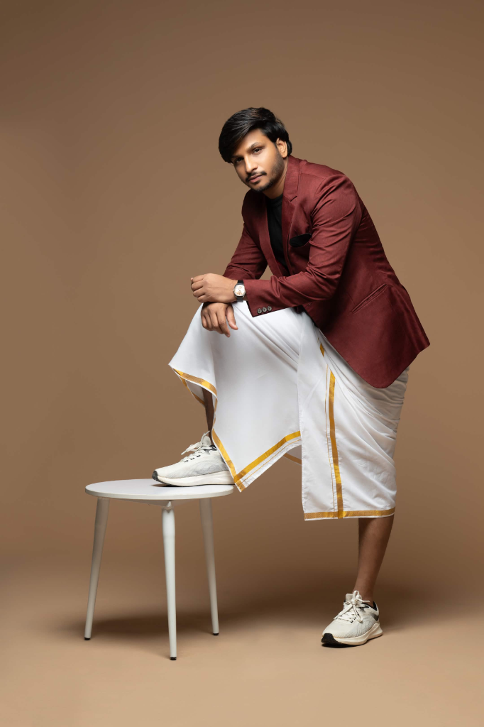 Hyper King Maroon Blazer with Traditional Dhoti